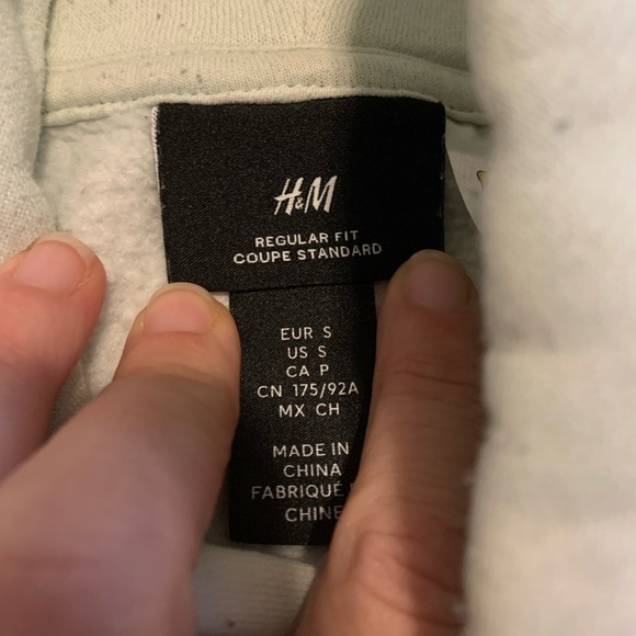 💜 H&M SpongeBob Squidward Embroidered Hoodie Regular Fit Light Mint Green Small - Picture 3 of 7